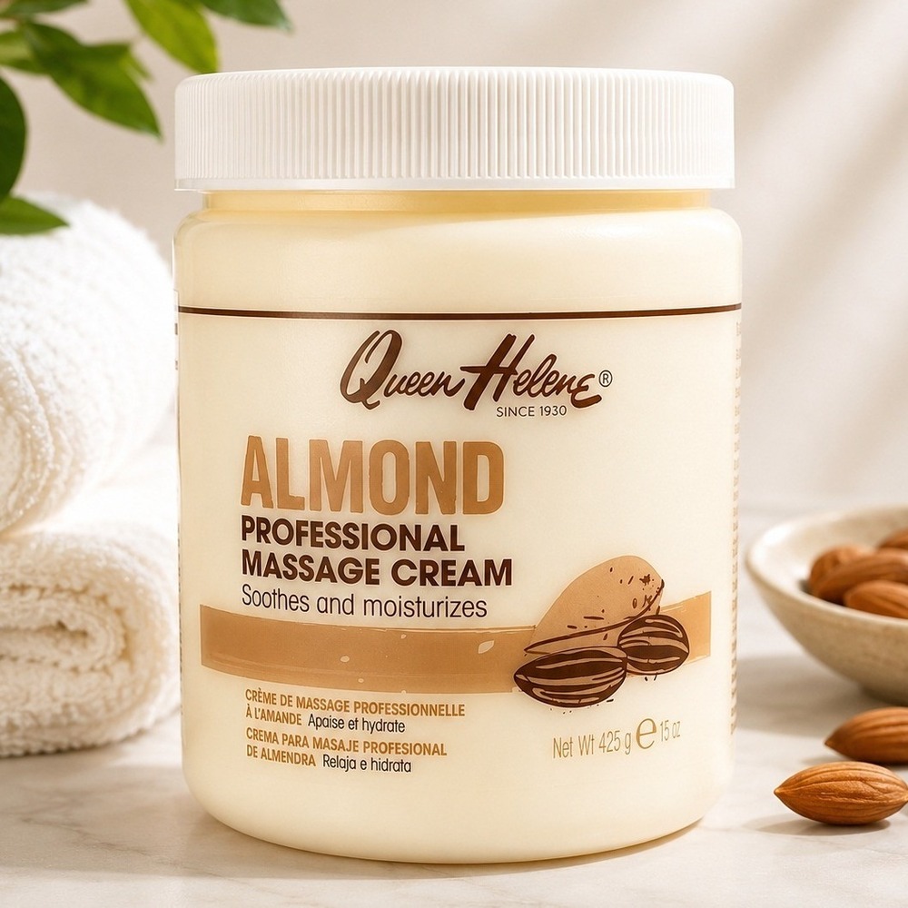 Queen Helene Almond Professional Massage Cream Face Body Moisture Jar 15 oz